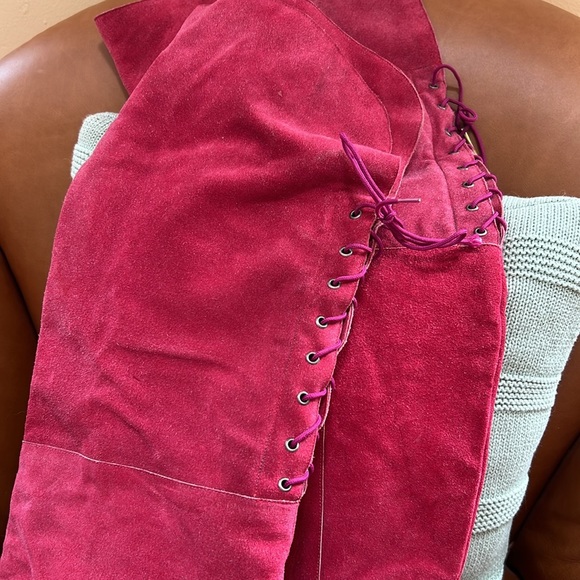 The Wild Pair Vintage Suede Over the Knee Lace Up Heeled Boots - Picture 12 of 12